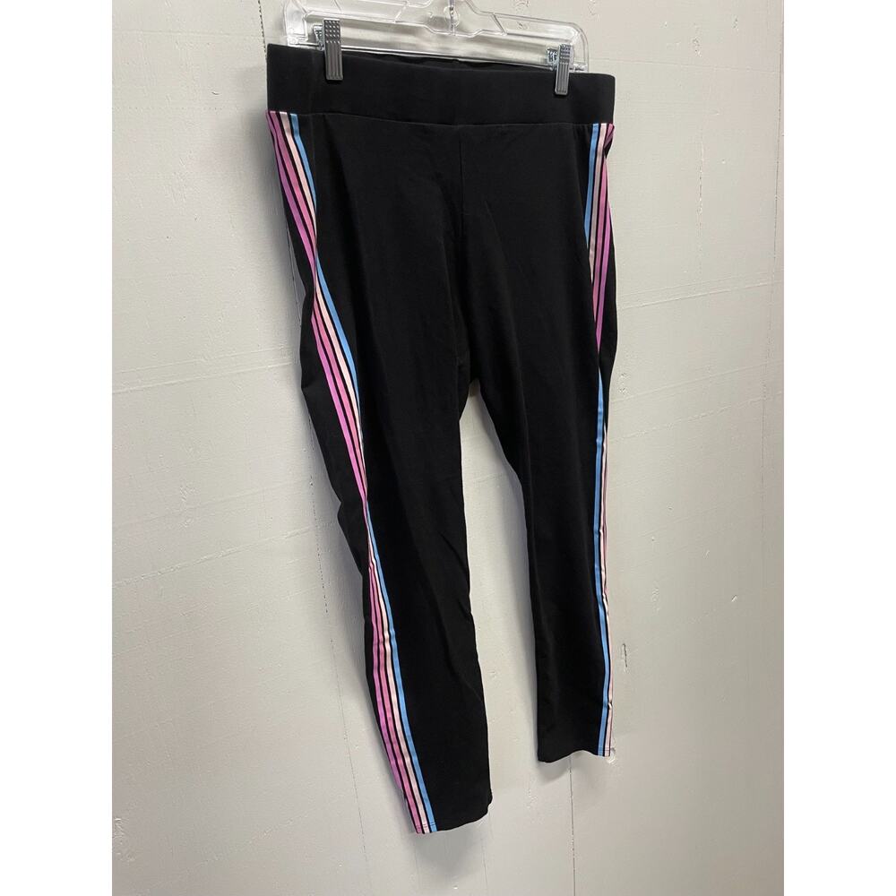 Torrid Women's Plus Size 2 Leggings Black w/ Pink, Blue & Cream Stripes - Picture 2 of 6
